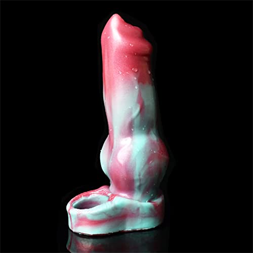 Silicone Penis Sleeve Enlarger Male Penis Extension Sleeve with Cock Ring, Realistic Dog Knot Penis Sheath Cock Extender Sleeve Adult Sex Toys (Colorful)