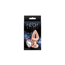 Load image into Gallery viewer, Rear Assets Anal Butt Plug - Rose Gold - Medium - Heart-Shaped (Clear Jewel)
