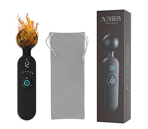 Heatable Handheld Vibrator - Powerful Personal Wand Massager - 42C(107.6F) Constant Temperature - Magnetic Suction Charging - 6 Patterns & 12 Speeds Digital Display