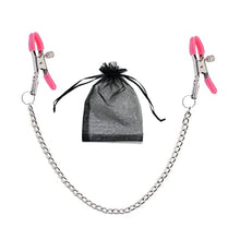 Load image into Gallery viewer, EROOLU Nipple Clamps, Nipple Clip Clamps with Chain, Adjustable Weight Metal Nipple Clamps, Non-Piercing Metal Stimulator Nipple Clips (Pink)
