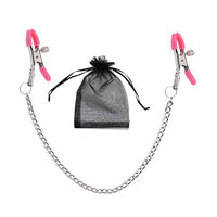 EROOLU Nipple Clamps, Nipple Clip Clamps with Chain, Adjustable Weight Metal Nipple Clamps, Non-Piercing Metal Stimulator Nipple Clips (Pink)