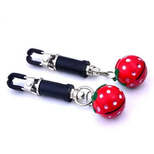 Load image into Gallery viewer, Nipple Clip Clamps with Bell, Adjustable Weight Metal Strawberry Nipple Clamps, Nipple Clips Sexual Pleasure, Non-Piercing Metal Stimulator Nipple Clips (C)
