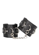 Load image into Gallery viewer, Shots Ouch Black &amp; White Bonded Leather Hand/Ankle Cuffs - Black
