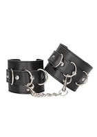 Shots Ouch Black & White Bonded Leather Hand/Ankle Cuffs - Black