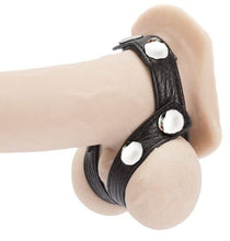 Load image into Gallery viewer, [Waller PAA] Dual Cock Ring Leather Ball Harness Divider Spreader Penis Erection Sex Enhancer
