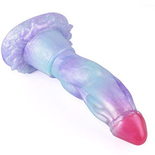 Load image into Gallery viewer, Silicone Dragon Dildo Light Red Purple Blue Mixed Color with Suction Cup Anal Plug Dildo Available in S/M/L 3 Sizes Suitable for Beginners and Advanced Womens (M)
