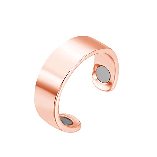Adjustabl Rings Stainless Therapeutic Magnet MenLasting Ring Magnetic Copper Steel Big Rings for (Rose Gold, One Size)