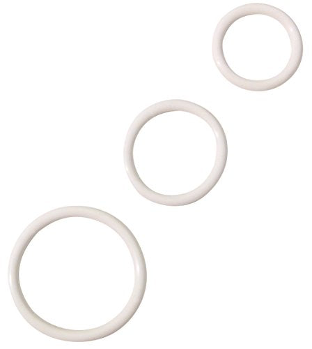 Spartacus Rubber Cock Ring, White, 3-Pack