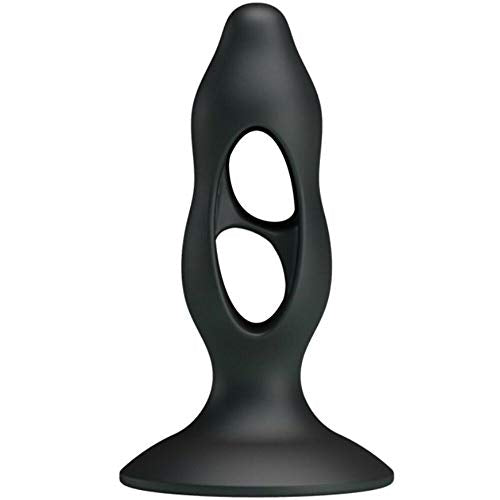 Anal Plug Prostate Massage Butt Plugs Black Silicone Soft Waterproof Erotic Toys for Man Woman and Gay (C)