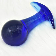 Load image into Gallery viewer, MEBAULT Glass Anal Plug Butt Plug with Curved Based for Comfortable Long Term Wear Blue Prostate Massager Sex Toy with Long Stem for Men Women Masturbation
