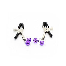 Load image into Gallery viewer, Soft Rubber Cap Clamps with Cute Purple Bells Non Piercing Toy for Women Stage Props
