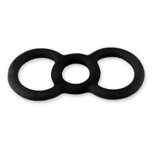 Load image into Gallery viewer, LeLuv Loop Handle Penis Tension Ring Eyro Slippery Black Silicone .6 inch Unstretched Diameter Single
