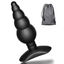 Load image into Gallery viewer, Anal Butt Plug Silicone Gradual Ribbed Anal Bead for Comfortable Long-Term Wear Prostate Massager TJIJP Sex Toy with T-bar Base &amp; Thin Neck for Men Women
