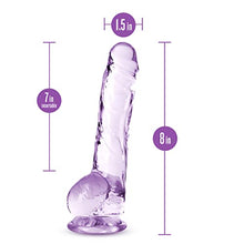 Load image into Gallery viewer, Blush 8 Inch Long Crystalline Dildo - 1.5&quot; Wide - Harness Compatible Suction Cup for Hands Free Play - Realistic Lifelike Hand Sculpted Sex Toy for Men Women Couples - Clear Amethyst
