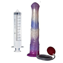 Load image into Gallery viewer, 11 Inch Soft Multi Color Artificial Horse Dildo Squirting Dildo Flexible Color Mixed with Strong Suction (Purple+White)
