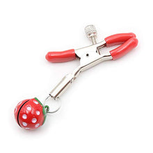 Load image into Gallery viewer, 2PCs Cute Nipple Clamps with Strawberry Bells Pendant, Nipple Clips Toys for Own Use or Flirting, Nipple Clamps Adjustable Nipple Clips, Nipple Clamps Non Piercing (Small Bells)
