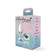 Load image into Gallery viewer, Viben Toys  Cheeky Charms Butt Plug  Body Safe Aluminum Alloy, Lightweight Anal Plug  Silver Round Clear Iridescent Acrylic Gemstone  Small
