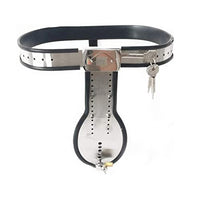 LESOYA Male Stainless Steel Chastity Belt Adjustable T-Type BDSM Bondage Briefs Restraint Device with Cock Cage
