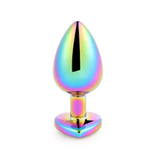 Load image into Gallery viewer, Rainbow Anal Plug Heart Shaped Butt Plug Metal Crystal Jewelry Anus Dilator Adult Sex Toys for Couples Gay Couples Butt Plug (Size : Small)
