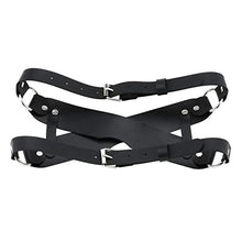 Load image into Gallery viewer, PU Leather Eye Mask with Cross Adjustable Shading Blindfolded Bondage Harness Strap for Fetish Slave Cosplay (Color : Black, Size : A zize)

