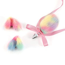 Load image into Gallery viewer, DYWHTY Metal Small Cute Rabbit Bunny Headband Pink Silk Fox Tail Ball Anal Bead Butt Plug Set Sex Toy Cosplay Game (Color : Sky Blue)
