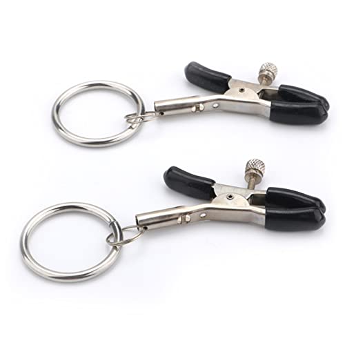 Metal Nipple Clamps Breast Clamps with Metal Chain Adult Toys Silver Black Bell Stainless Steel Nipple Milk Clips ( Color : D )