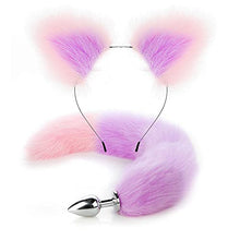 Load image into Gallery viewer, LSCZSLYH Fox Tail Anal Plug Cat Rabbit Ears Headbands Set Feather Anals Plug Anus Stimulate Adult Erotic Accessories (Color : Gary White Set)
