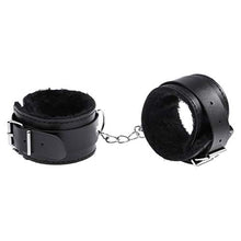 Load image into Gallery viewer, SOIMISSAdjustable PU Leather Plush Handcuffs Restraining Toy Adult Bondage Pleasure Toy (Black Feet Cuffs)
