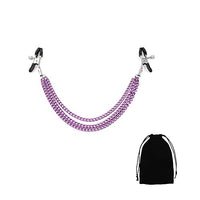 GOVVI Nipple Clamps Sex Pleasure Women,Nipple Clip with Chain Nipple Clamps, Non Piercing Adjustable Clips,Clip On Nipple Rings Decorative Clip for Men Women (Purple)