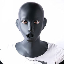 Load image into Gallery viewer, HDFU Latex Mask Rubber Latex Hood with Nose Holes for Play Suffocating Rubber Mask Only Open Nose Back Zipper,Eyes Open
