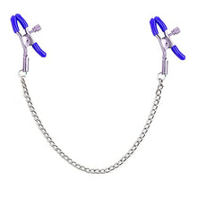 Load image into Gallery viewer, PEALAND Nipple Clip Clamps with Chain, Adjustable Weight Metal Nipple Clamps for Men Women, Non-Piercing Metal Stimulator Nipple Clips (Blue)
