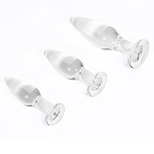 Load image into Gallery viewer, Aptitan 3 Pieces Glass Butt Plug Set Crystal Butt Plug Training Kit with Smooth Flat Base for Beginners and Advanced Men and Women Aptitan
