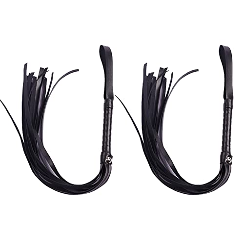 UUYYEO 2 Pcs Adult Sex Whip Role Play Accessories PU Leather BDSM Spanking Paddle Adult Games Sex Toys for Couples Play Black