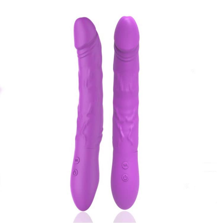 Automatic Rotational Vibrator Swing Double-Head Vibrating Massage Stick Female G-spot Stimulation Clitoris Silicone Simulation Dildo-Purple