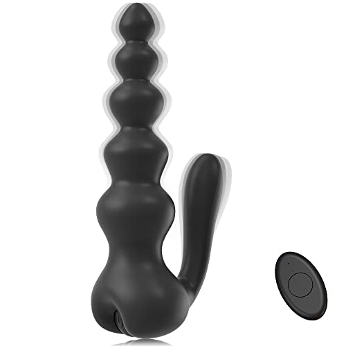 Vibrating Anal Beads Butt Plug, Waterproof Remote Control Beaded Prostate Massager, Graduated Design Anal Sex Toy, Discreet Wearable Anal Vibrator Flexible Silicone 10 Vibration Modes, Men and Women