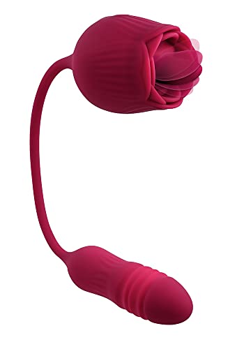 Evolved Love is Back - Wild Rose - 10 Speed Vibrating Flicking Silicone Rechargeable Tongue Vibrator - Red