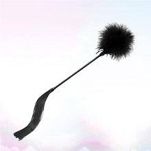 Load image into Gallery viewer, ABOOFAN Tickler Beat Black Leather Paddle Lovers Tickler Flogger Toy Party Whip Night Removable Flirting for Couples Cosplay Feather Tease Date Toys Paddles Spanking Fetish Silicone Pets Stick
