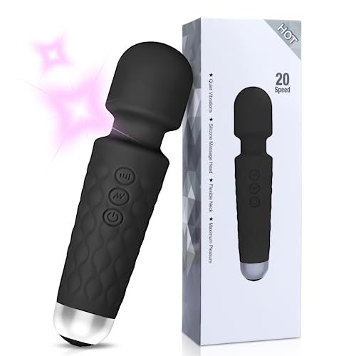 Vibrator Wand Sex Toys, G-Spot Dildo Vibrator, Mini Massager, Clitoral Stimulator Adult Toys, 8 Speeds 20 Patterns- Cordless Personal Massager, Rechargeable Handheld Silent Sex Toy for Women (Black)