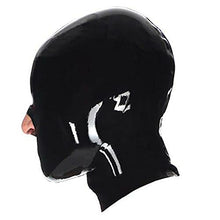 Load image into Gallery viewer, Sexy Latex Head Cover Black leather Latex HeadMask Latex Hood for Party Club Wear Role Play ,Zipper Open
