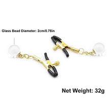 Load image into Gallery viewer, 2PCs Nipple Clamps with Glass Bead Pendant, Weight Ball Nipple Clamps for Sexual Pleasure, Nipple Clamps Adjustable Nipple Clips, Nipple Clip Jewelry for Couple Flirting (Gold)
