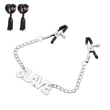 Load image into Gallery viewer, Nipple Clamps with Chain, Non-Piercing Metal Body Chain with Letter Plate, Adjustable Nipple Clamp Clip, Nipple Clamps for Sex Pleasure for Women (Slut)
