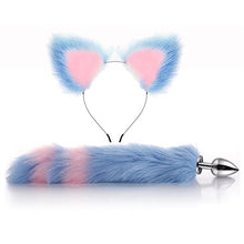 Load image into Gallery viewer, LSCZSLYH Fox Tail Anal Plug Cat Rabbit Ears Headbands Set Feather Anals Plug Anus Stimulate Adult Erotic Accessories (Color : Gary White Set)
