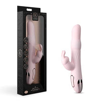 Blush Aurora - 10 Function Rechargeable Gyrating Silicone Vibrator - 3 Rows of Rotating Beads - Your Clitoris Nestles Between The Soft Vibrating Rabbit Ears - Satin Smooth Texture - IPX7 Waterproof