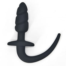 Load image into Gallery viewer, MEBAULT Anal Plug Puppy Tail Butt Plug with T-Shaped Base for Long-Term Wear Silicone Dog Tail Cosplay Sex Toy for Women Men Black
