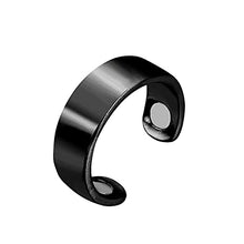 Load image into Gallery viewer, Adjustabl Rings Stainless Therapeutic Magnet MenLasting Ring Magnetic Copper Steel Opening Ring Teacup (Black, One Size)
