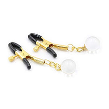 Load image into Gallery viewer, LuGuoQTing Adjustable Nipple Clamps, Golden Non Piercing Nipple Clips with Soft Rubber Cap &amp; Nipple Clip Inlaid with Transparent Glass Beads
