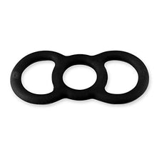 Load image into Gallery viewer, LeLuv Loop Handle Penis Tension Ring Eyro Slippery Black Silicone .75 inch Unstretched Diameter Single
