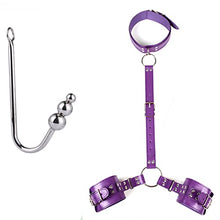 Load image into Gallery viewer, Couple Sex Game Tool Women&#39;s Sexy BDSM Restraint Kit Back Handcuffs Collar SM Bondage Sets Anal Hook (3-Style-Purple)
