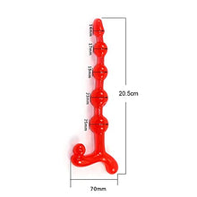 Load image into Gallery viewer, Large Long Anal Beads Smooth Red Hard Silicone Adult Butt Toy Flexible w/Handle
