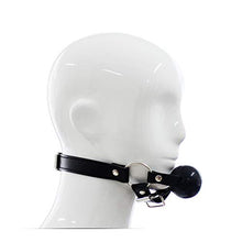 Load image into Gallery viewer, Silicone Solid Mouth Ball Black Leather Chin Support Mouth Plug Bondage Conditioning SM Torture Devices (Black Solid Soft Ball Leather Pin Buckle Chin Support)
